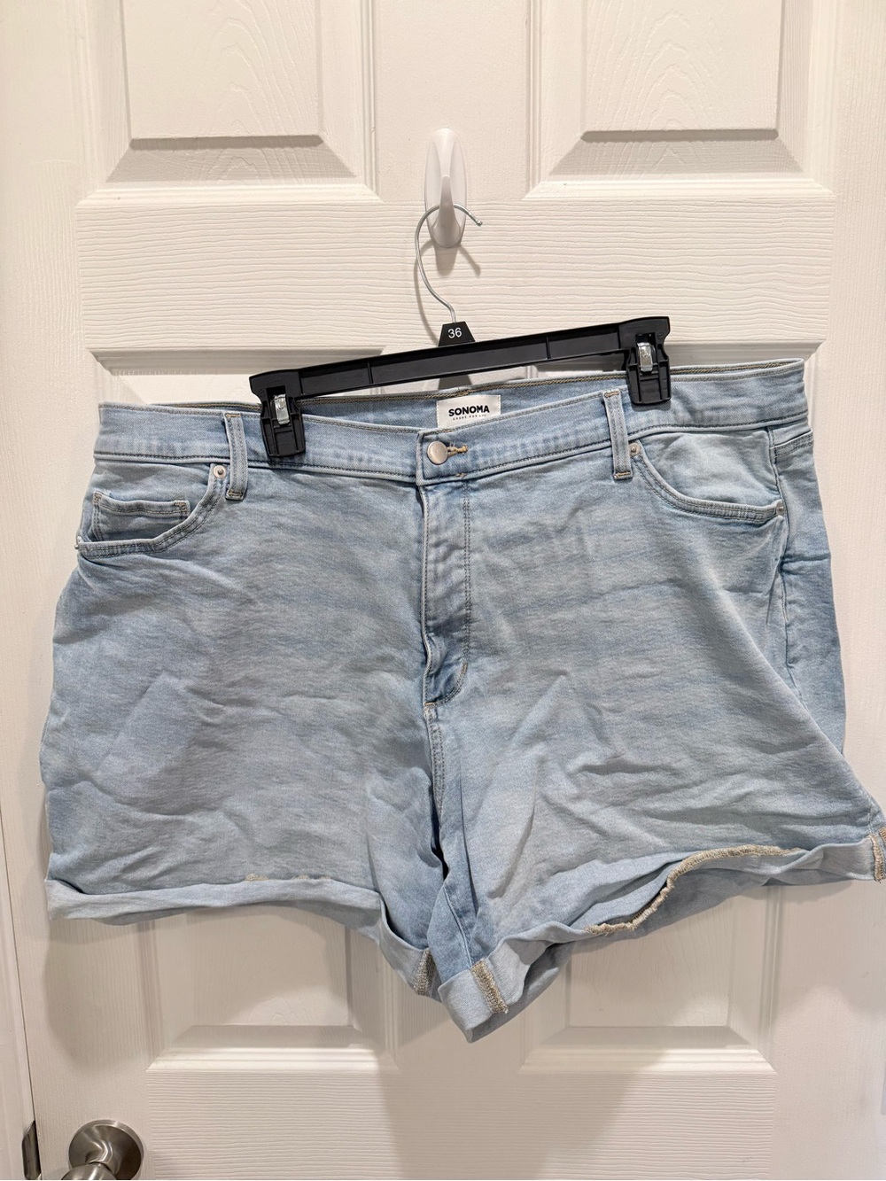 Sonoma Light Wash Denim Shorts - Casual Roll Hem
